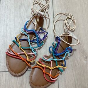 Multicolor Strappy Tie-up Sandals